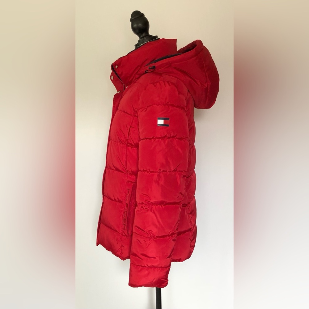 Tommy Hilfiger Women's Crimson Red Hooded Puffer Jacket Size Small